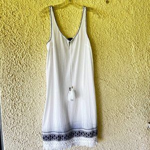 J Crew Dress Cover up Tunic Sleeveless Sz 8 Embroidered Boho Sundress